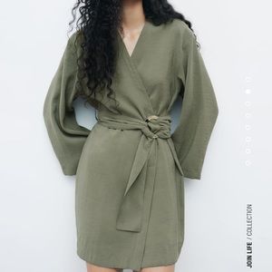 Zara belted wrap dress brand new!